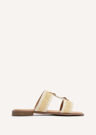 Linzi Jojo Natural Raffia Double Strap Flat Sandal