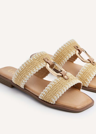 Linzi Jojo Natural Raffia Double Strap Flat Sandal