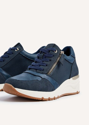 Linzi Luca Navy Wedge Trainer