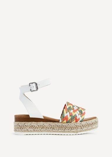 Linzi Raya White Faux Leather Flatform