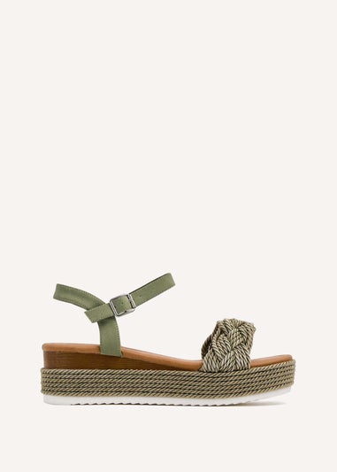 Linzi Puglia Khaki Plaited Wedged Flatform