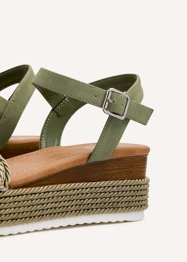 Linzi Puglia Khaki Plaited Wedged Flatform