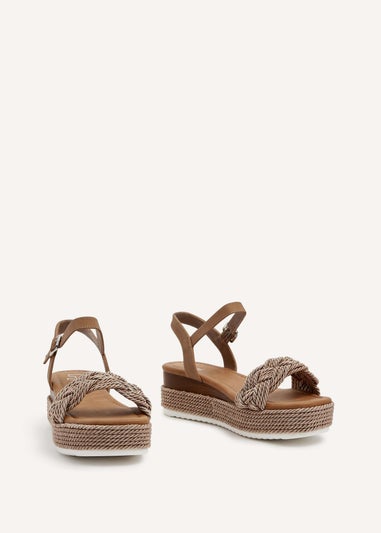 Linzi Puglia Mocha Plaited Wedged Flatform