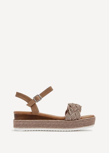 Linzi Puglia Mocha Plaited Wedged Flatform