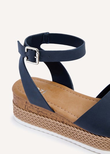 Linzi Shore Wide Fit Navy Flatform Sandal