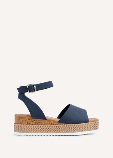 Linzi Shore Wide Fit Navy Flatform Sandal