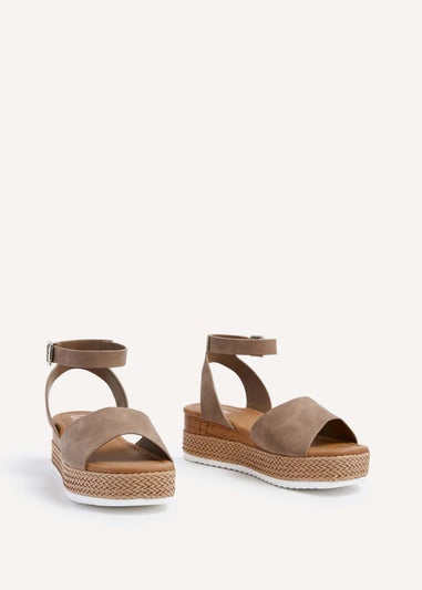 Linzi Shore Wide Fit Taupe Flatform Sandal