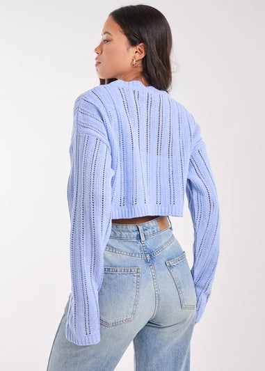 Pink Vanilla Blue Crochet Super Cropped Jumper