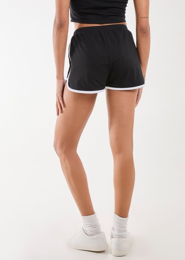 Pink Vanilla Black Contrast Piping Runner Shorts