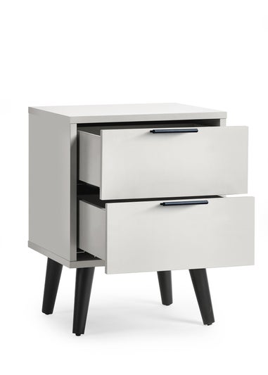 Julian Bowen Alba 2 Drawer Bedside in Silk Grey (58 x 45 x 40cm)