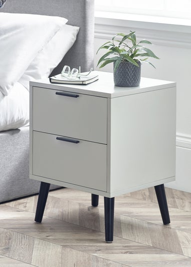 Julian Bowen Alba 2 Drawer Bedside in Silk Grey (58 x 45 x 40cm)