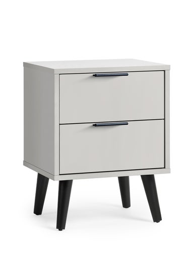 Julian Bowen Alba 2 Drawer Bedside in Silk Grey (58 x 45 x 40cm)