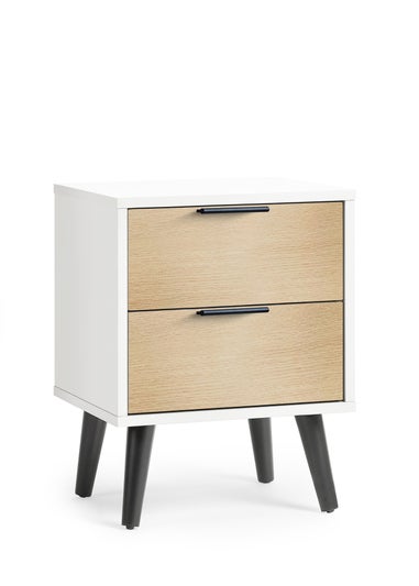Julian Bowen Alba 2 Drawer Bedside in White and Oak (58 x 45 x 40cm)