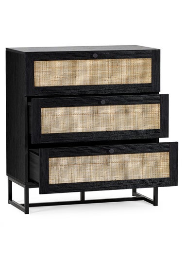 Julian Bowen Padstow 3 Drawer Chest in Black (90 x 80 x 40cm)