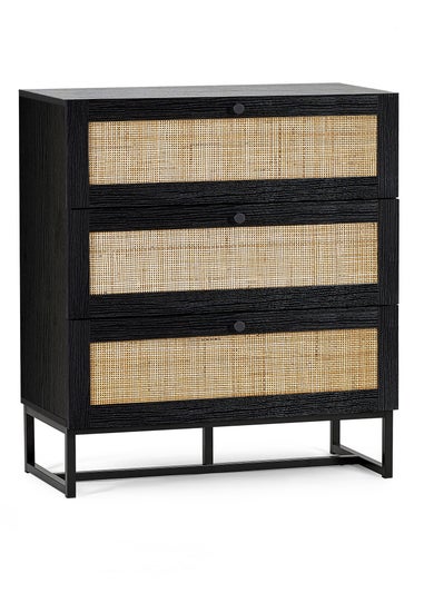 Julian Bowen Padstow 3 Drawer Chest in Black (90 x 80 x 40cm)