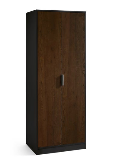 Julian Bowen Alba 2 Door Wardrobe in Walnut and Black (202 x 77 x 53cm)