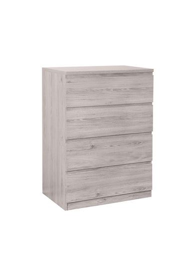 Julian Bowen Jupiter 4 Drawer Chest in Grey Oak (111 x 82 x 50cm)