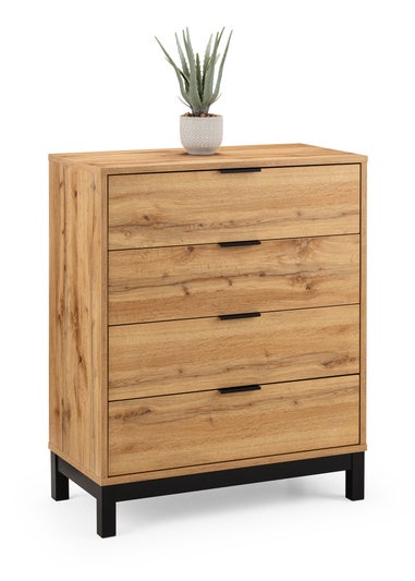 Julian Bowen Bali 4 Drawer Chest in Light Oak (97 x 80 x 40cm)