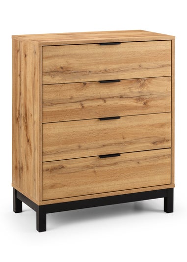 Julian Bowen Bali 4 Drawer Chest in Light Oak (97 x 80 x 40cm)