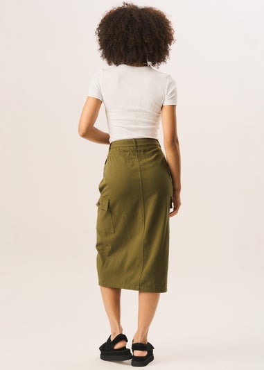 Gini London Khaki Cargo Midi Skirt