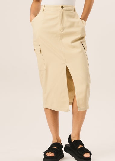 Gini London Khaki Cargo Midi Skirt