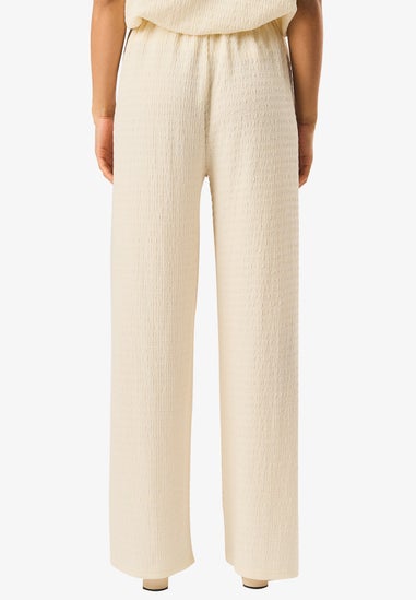 Gini London Ivory Textured Elastic Waist Pull On Trousers