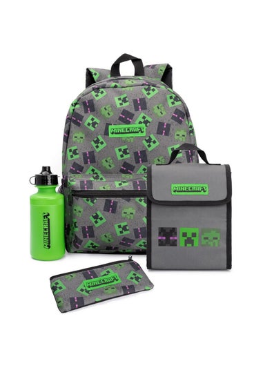 Minecraft Grey Green Lunch Bag And Backpack Set (42 x 32 x 15cm)