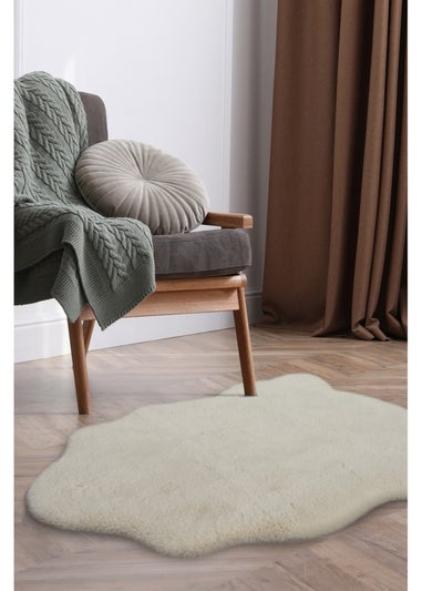 Homemaker Ivory Luxury Fur Single Rug