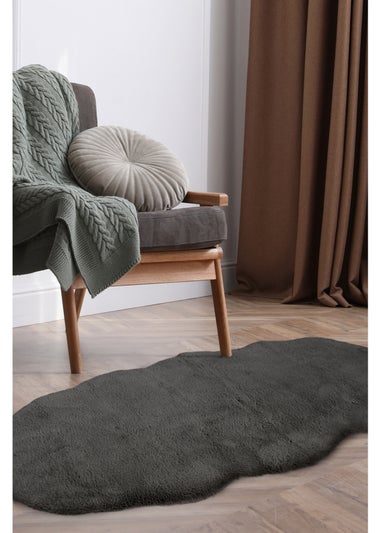 Homemaker Dark Grey Luxury Fur Double Rug