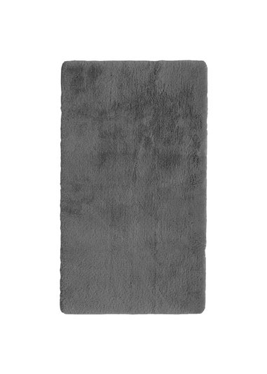 Homemaker Dark Grey Luxury Fur Oblong Rug