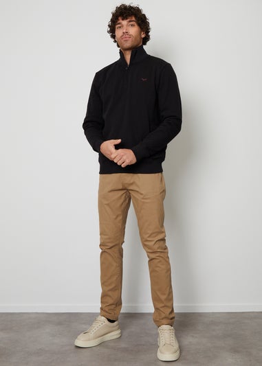 Threadbare Black 1/4 Zip Neck Sweatshirt