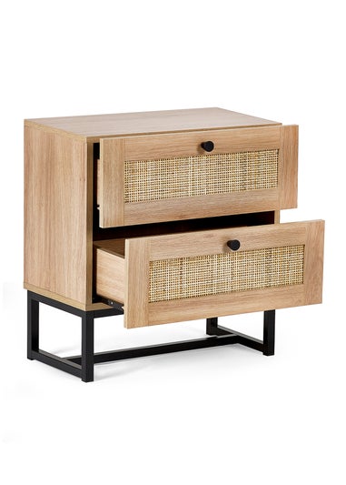 Julian Bowen Brown Padstow 2 Drawer Bedside in Oak(55 x 50 x 30cm)