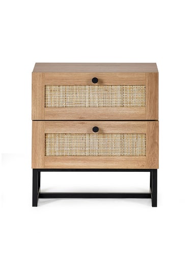 Julian Bowen Brown Padstow 2 Drawer Bedside in Oak(55 x 50 x 30cm)