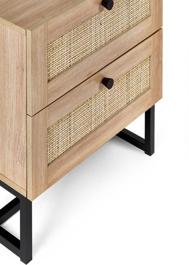 Julian Bowen Brown Padstow 2 Drawer Bedside in Oak(55 x 50 x 30cm)