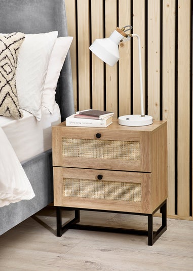 Julian Bowen Brown Padstow 2 Drawer Bedside in Oak(55 x 50 x 30cm)