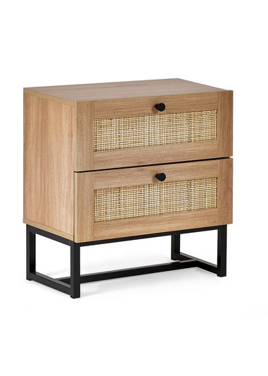 Julian Bowen Brown Padstow 2 Drawer Bedside in Oak(55 x 50 x 30cm)