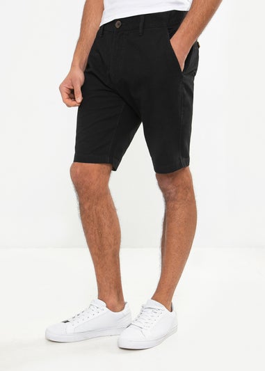 Threadbare Black Regular Fit Cotton Chino Shorts