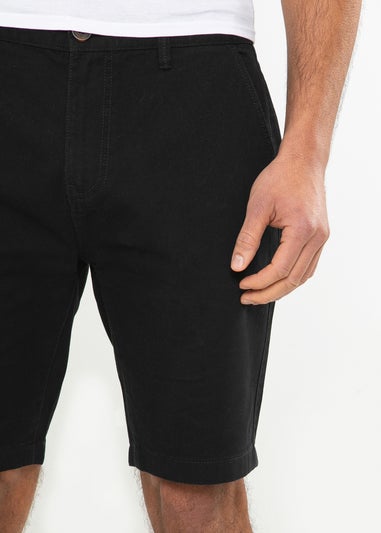 Threadbare Black Regular Fit Cotton Chino Shorts