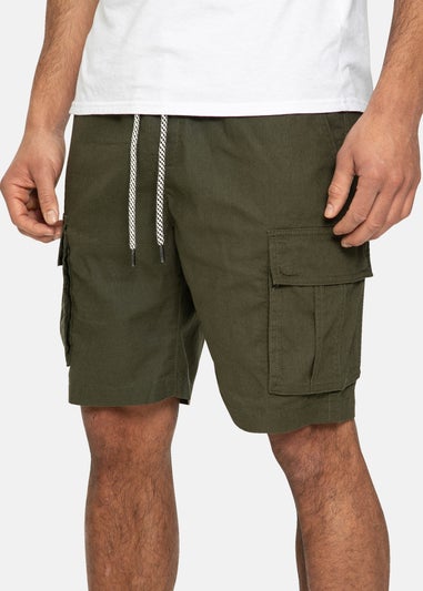 Threadbare Khaki Linen Blend Pull On Cargo Shorts