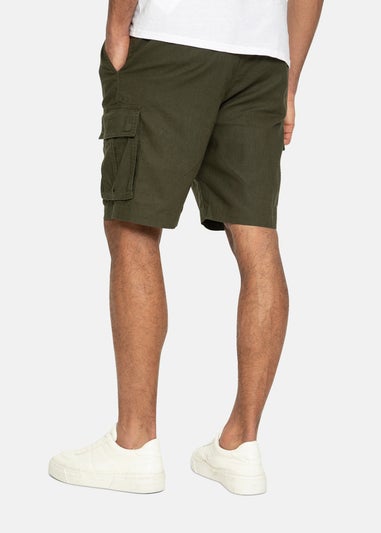 Threadbare Khaki Linen Blend Pull On Cargo Shorts