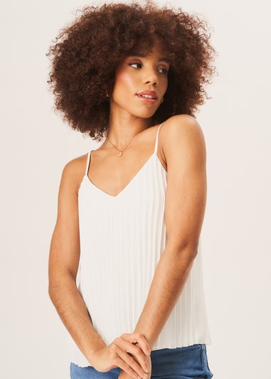 Gini London Ivory Strappy Pleated Cami Top