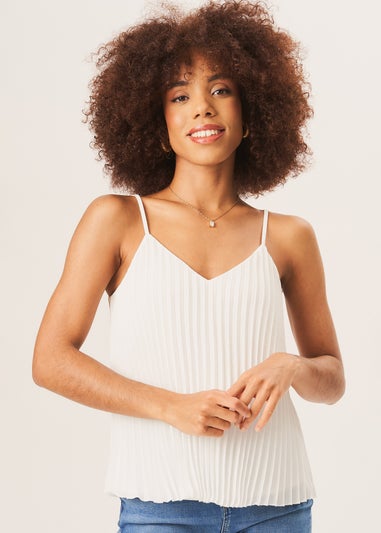 Gini London Ivory Strappy Pleated Cami Top