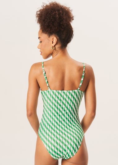 Gini London Green Wave Pint Tie Front Swimsuit