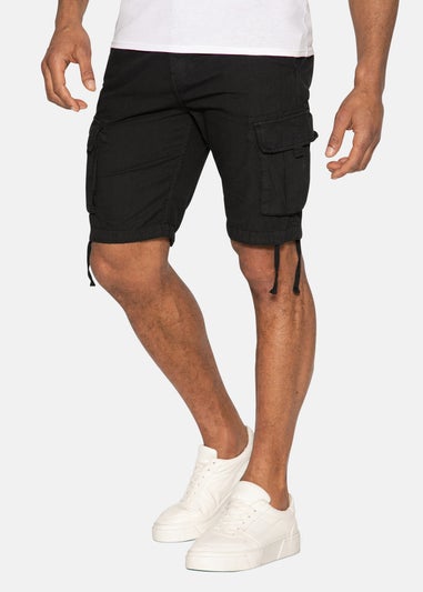 Threadbare Black Cotton Cargo Shorts