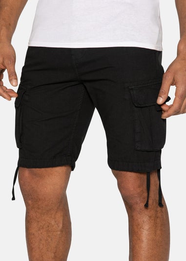 Threadbare Black Cotton Cargo Shorts