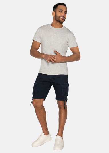 Threadbare Navy Manchester Cotton Cargo Shorts