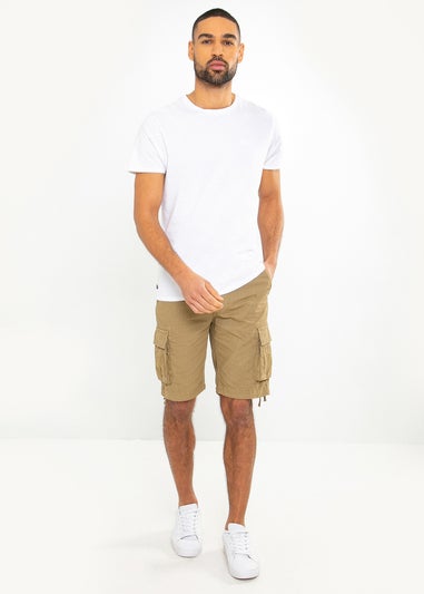 Threadbare Stone Manchester Cotton Cargo Shorts