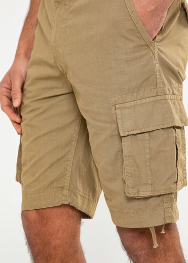 Threadbare Stone Manchester Cotton Cargo Shorts