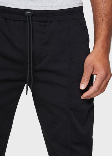 Threadbare Black Metro Cuffed Casual Trousers With Stretch