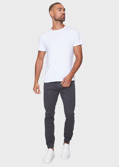 Threadbare Charcoal Metro Cuffed Casual Trousers With Stretch